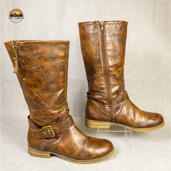 Naturalizer N5 Comfort Balada Womens Boots Brown Leather Buckle Riding Women 8M - Picture 2 of 15